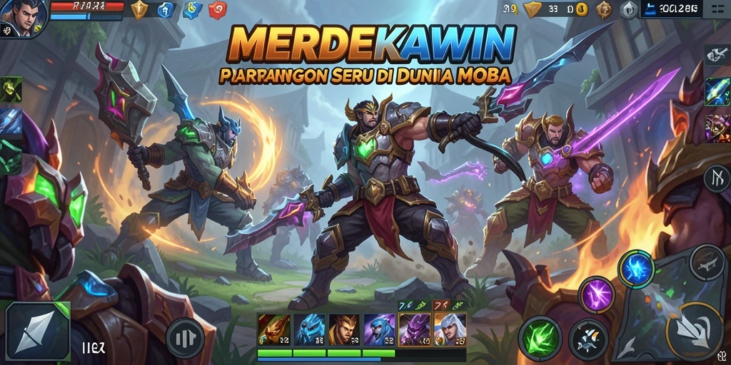 Screenshot menunjukkan pertarungan intens dalam game MOBA.