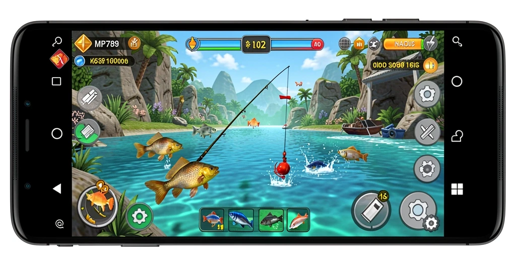 Screenshot gameplay MVP789 menunjukkan suasana memancing yang mendebarkan.