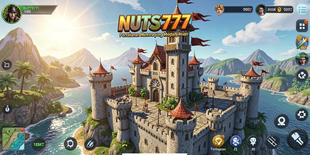 Gameplay menara pertahanan yang intens dan strategis di NUTS777.