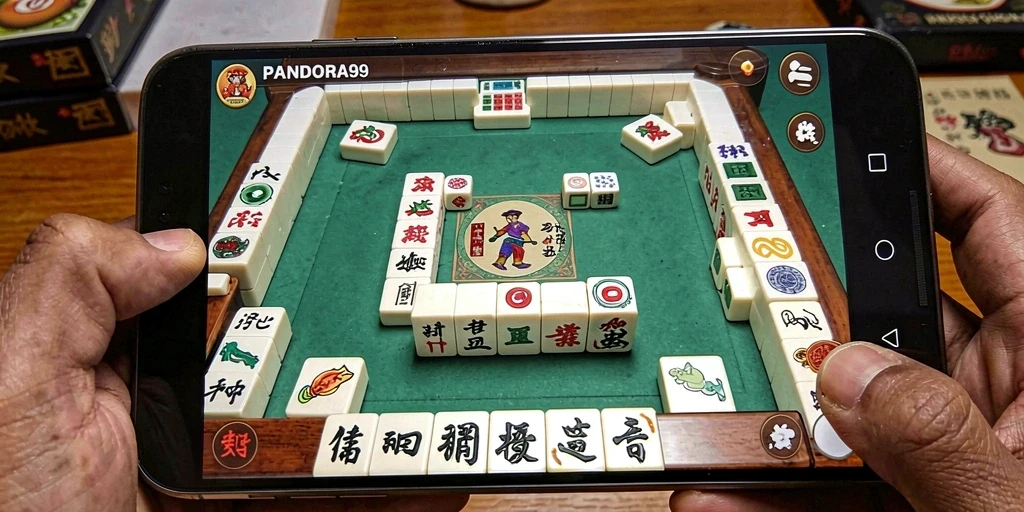 Screenshot gameplay PANDORA99 yang menampilkan suasana seru bermain Mahjong.