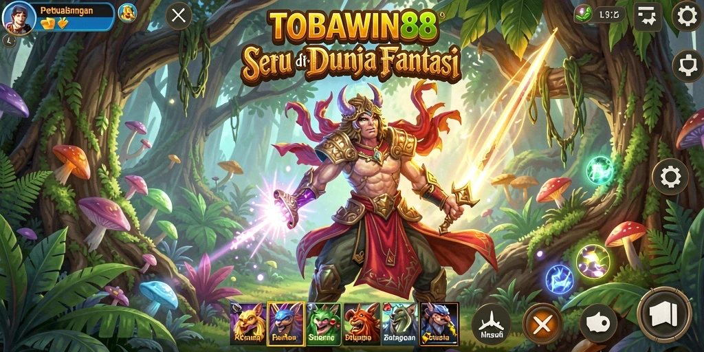 Screenshot gameplay TOBAWIN88 menampilkan petualangan seru di dunia fantasi.