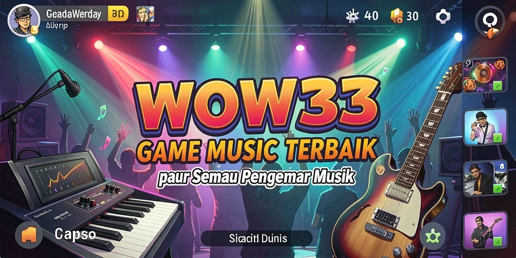 Tampilan gameplay WOW33 yang menarik dengan fitur musik interaktif.